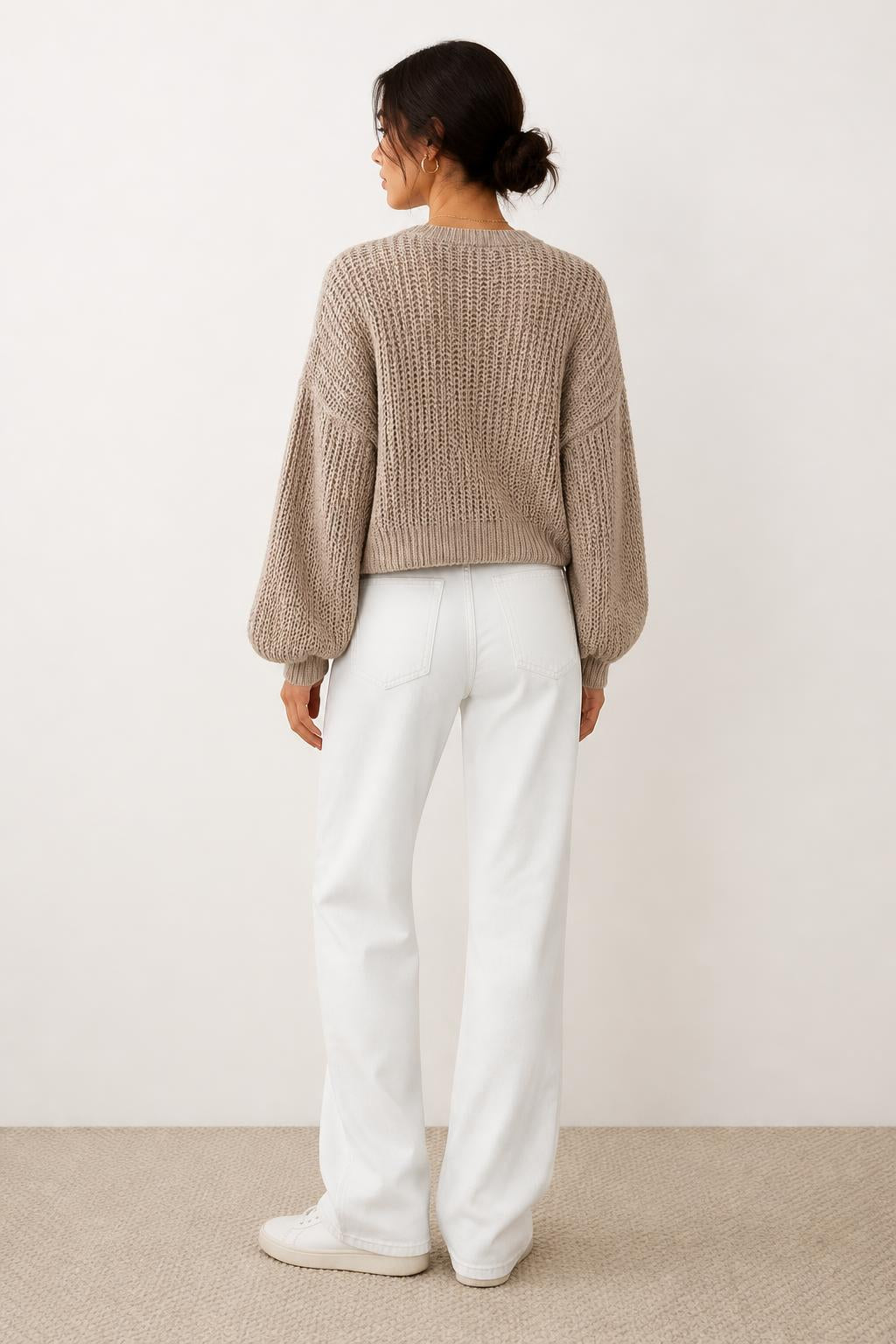 Isabella | Cute Pullover Sweater, Street-Style Star Pattern Crewneck - back view