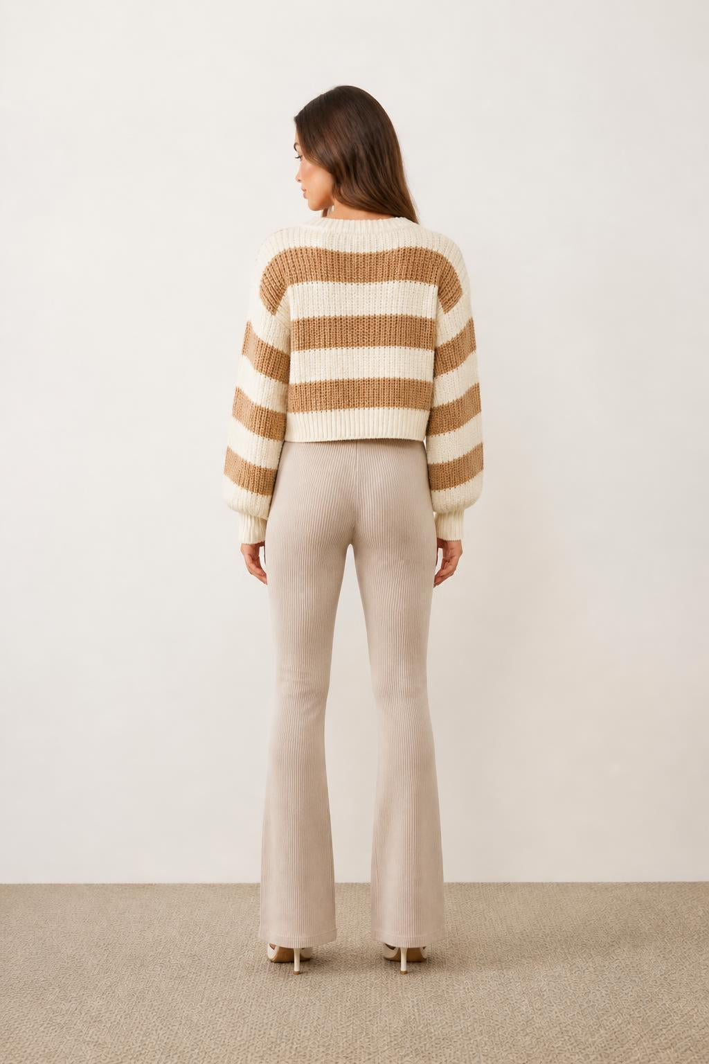 Charlotte | Striped Sweater, Color-Block Knit with Dropped Shoulders - back view