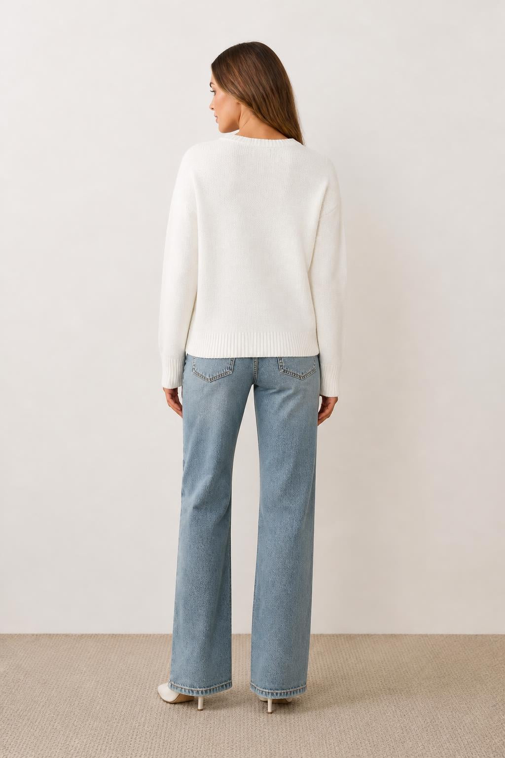 Emma | American Flag Sweater, Long-Sleeve Knit - back view
