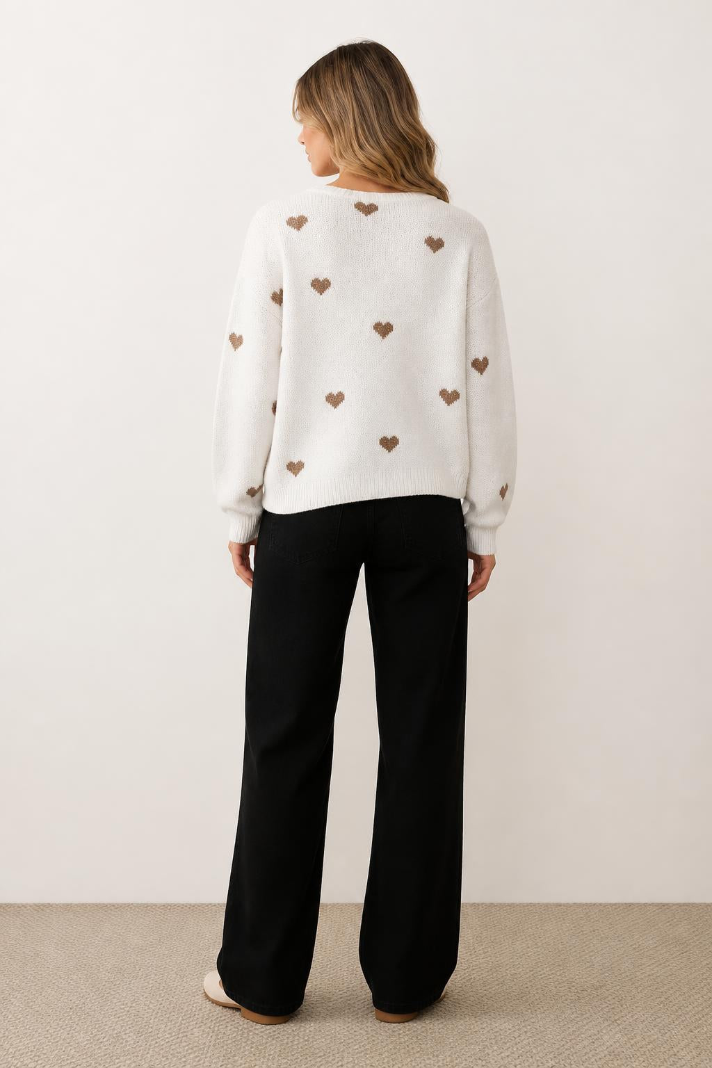 Evelyn | Oversized Sweater, Round Neck Loose-Fit Long Sleeve - back view