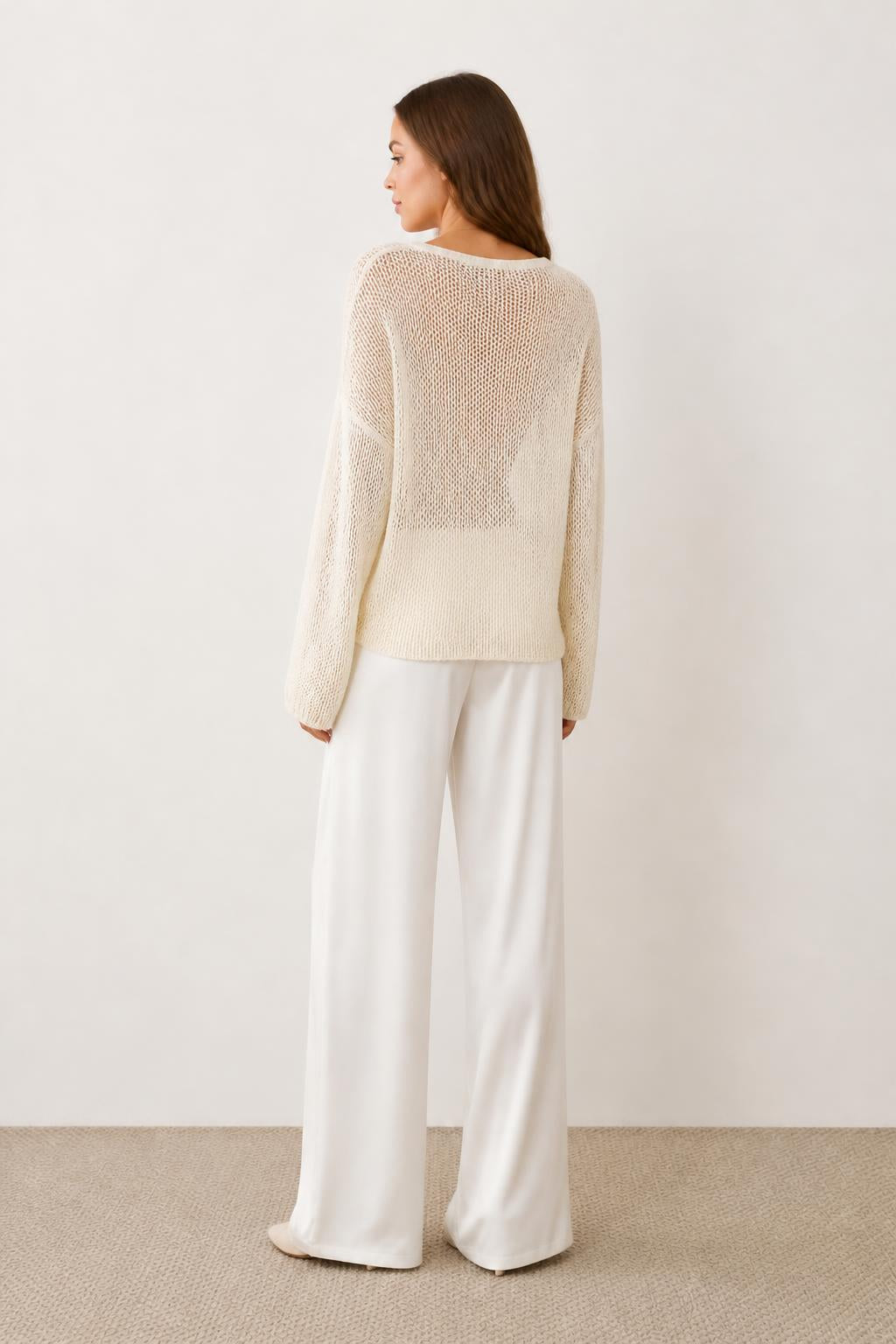 Sofia | Pullover Sweater, Solid Crewneck for Spring and Autumn - back view