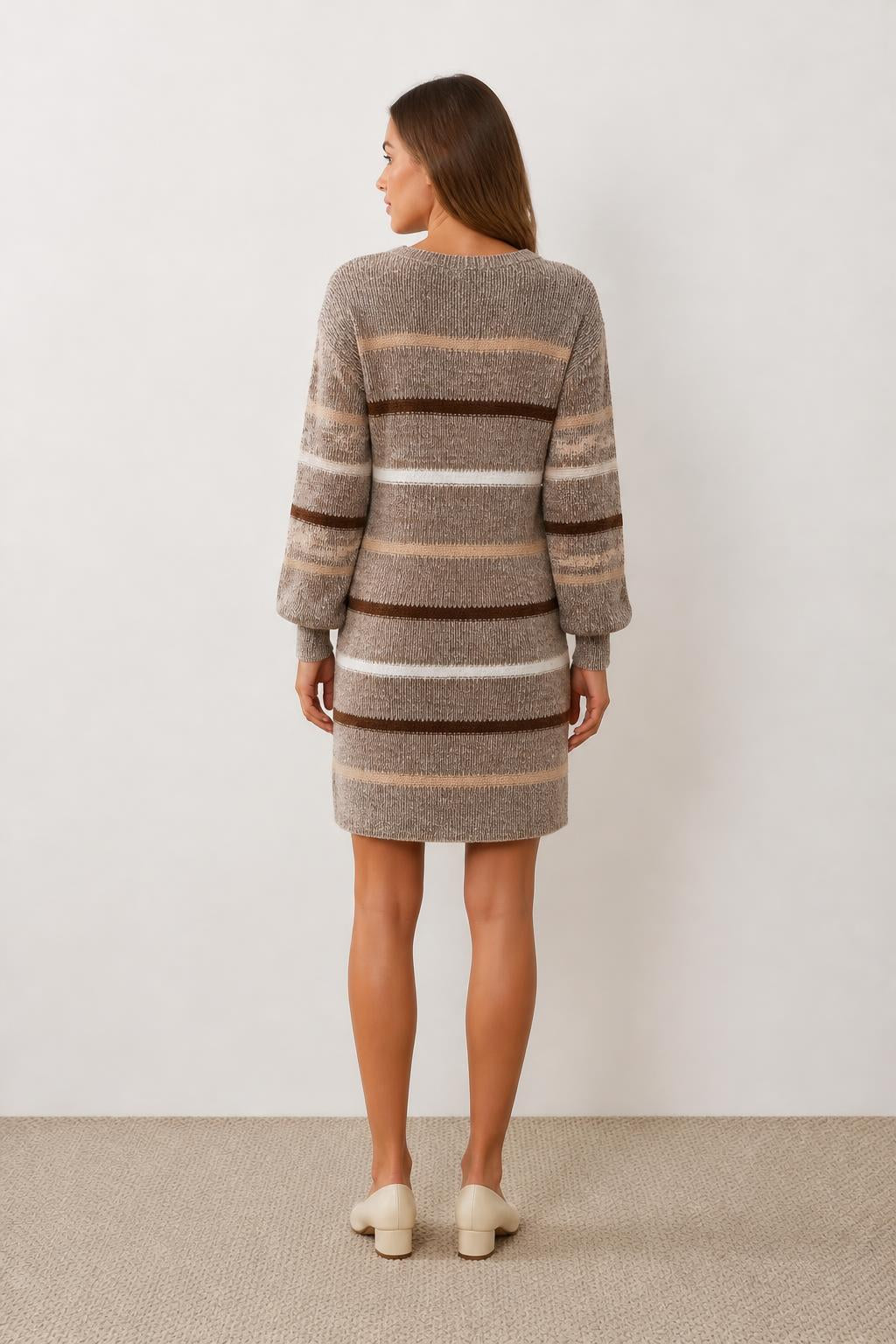 Eliana | Casual Dress, Relaxed Fit with Round Neck - back view