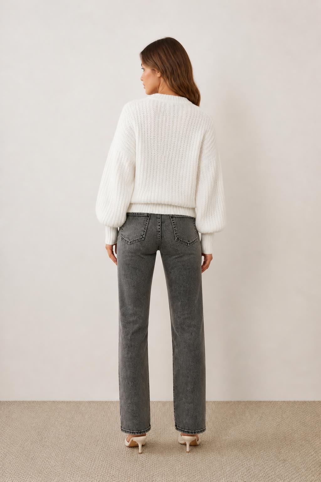 Olivia | Vintage Sweater, Retro Harajuku Loose Long-Sleeve Knit - back view