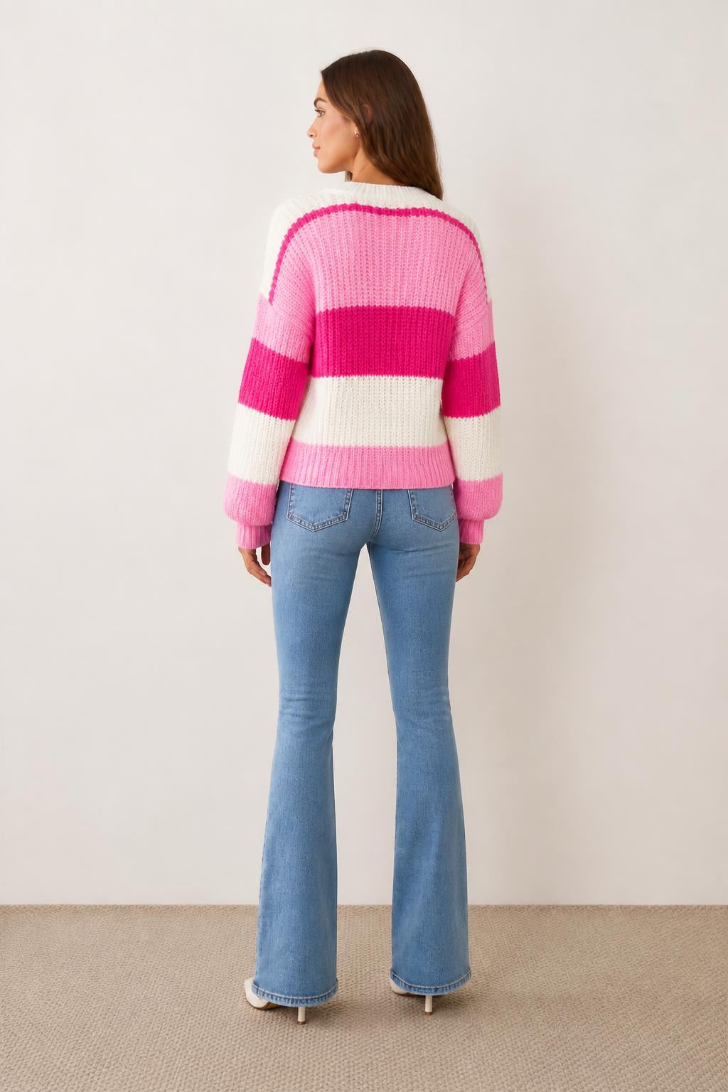 Amelia | Flower Sweater, Ombre Floral Knit for Spring and Autumn - back view