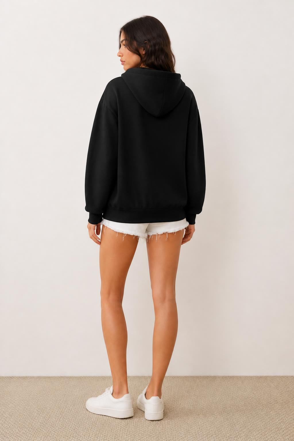 Olivia | Womens Sweatshirt, Thickened with Paw Print Back Design - back view