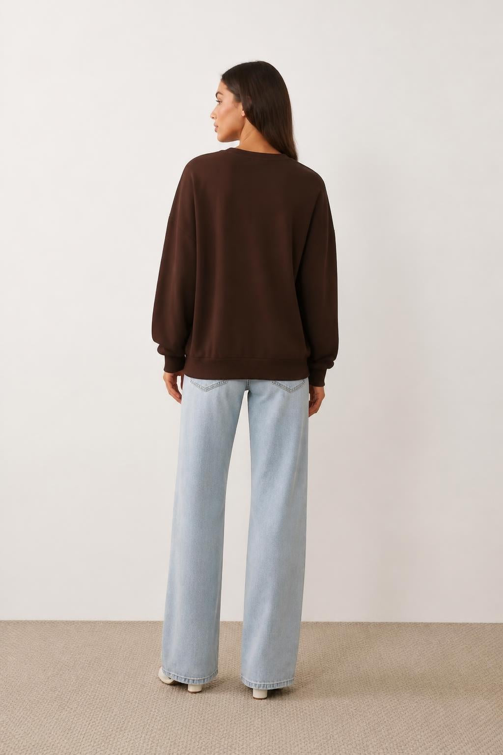 Olivia | Sweatshirts for Women, Fleece-Lined Crewneck with Heart Pattern - back view