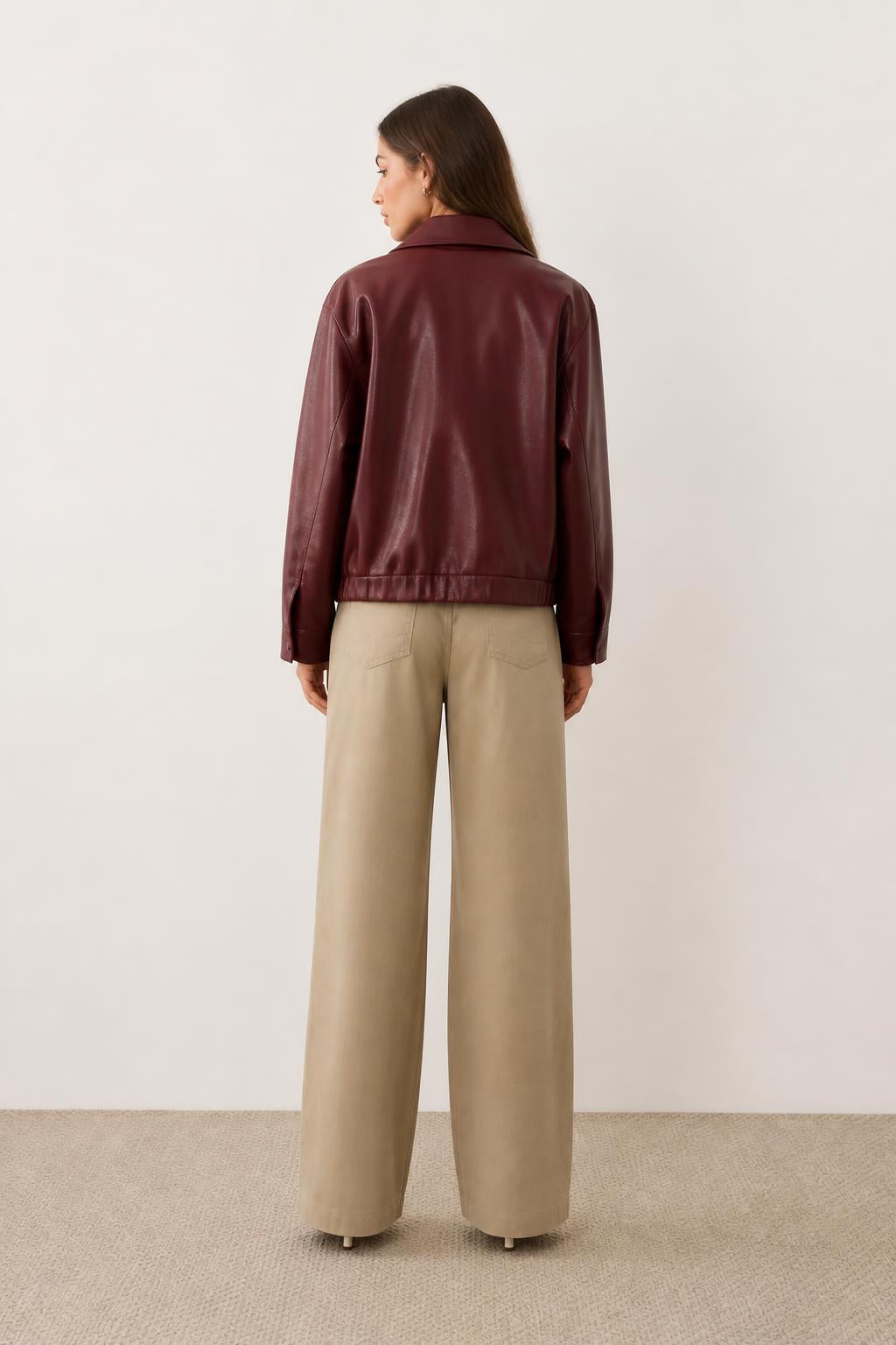 Sophia | Faux Leather Biker Jacket Womens, Casual Vintage PU - back view