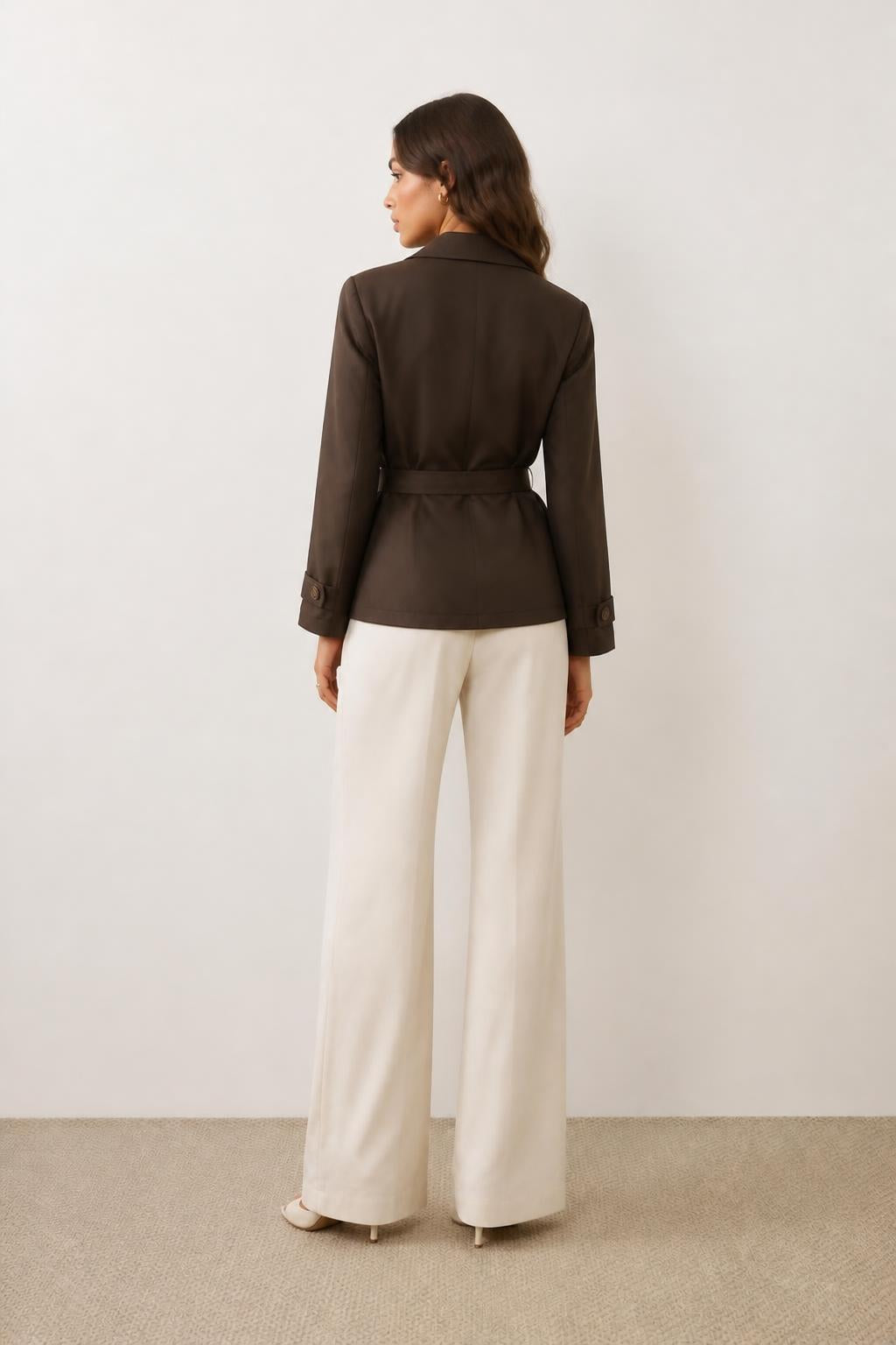 Mia | Jackets, Solid Tie-Front French Commuter Style - back view