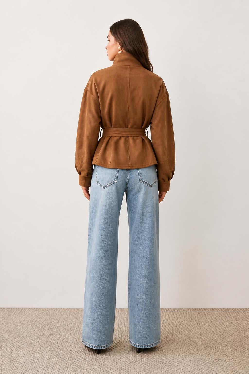 Mia | Womens Coats, Elegant Tie-Waist Long Sleeve for Fall and Winter - back view