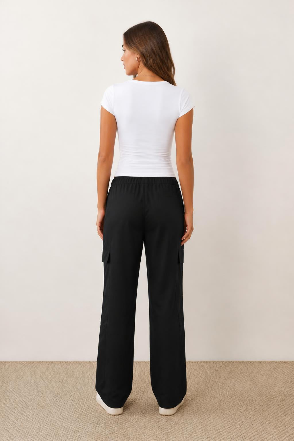 Evelyn | White T Shirt Women, Elegant Solid Tee - back view