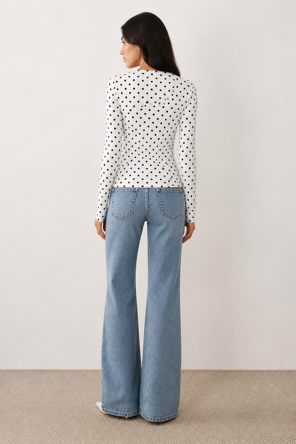 Emma | Polka Dot Shirt, Women's Long-Sleeve T-Shirt - back view