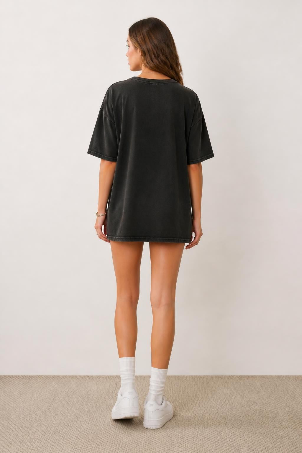 Amelia | Oversized Graphic Tee Women, Vintage Washed Print T-Shirt - back view