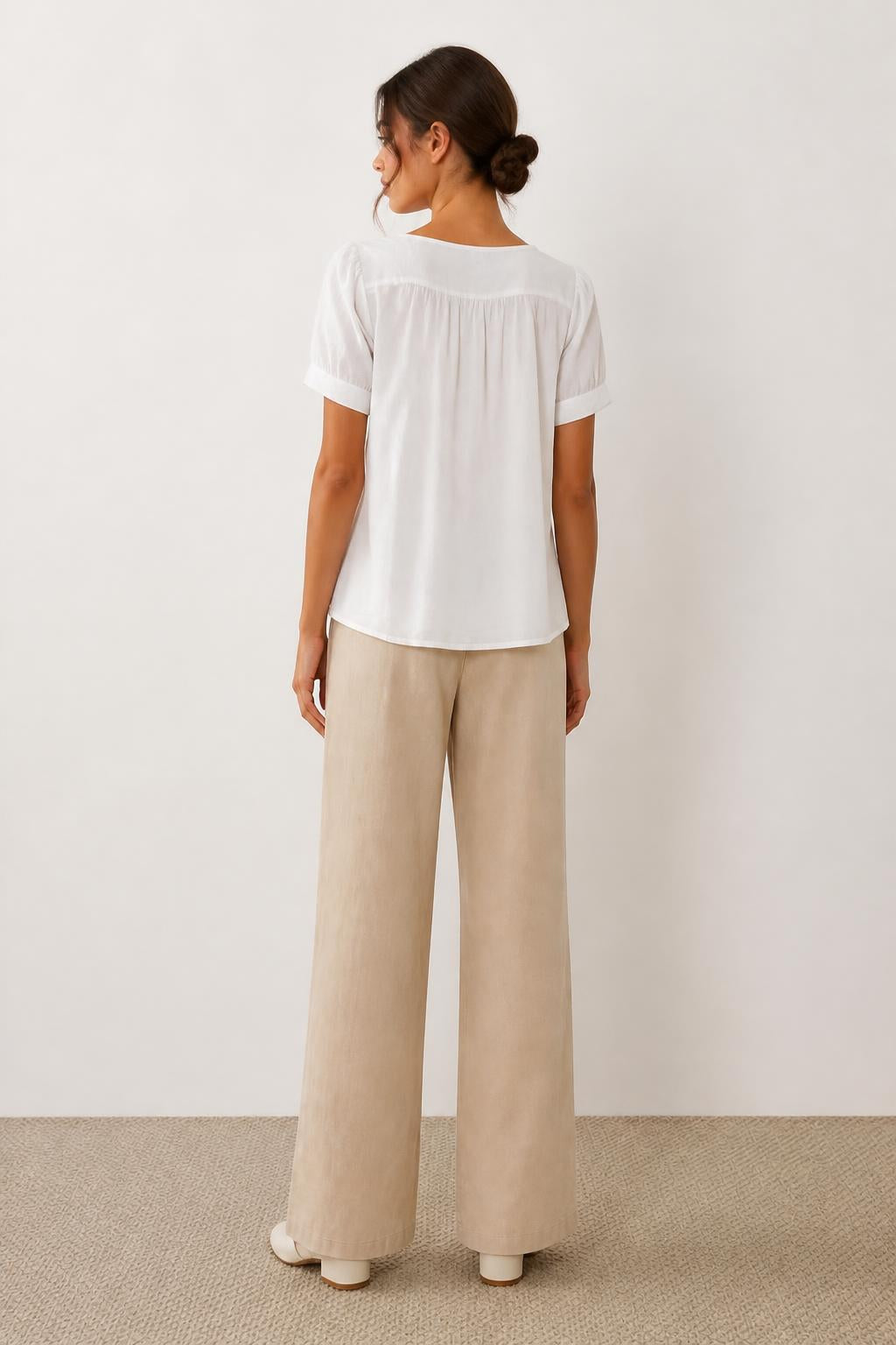 Eliana | Square Neck Tops, Blouse with Lace Trim - back view