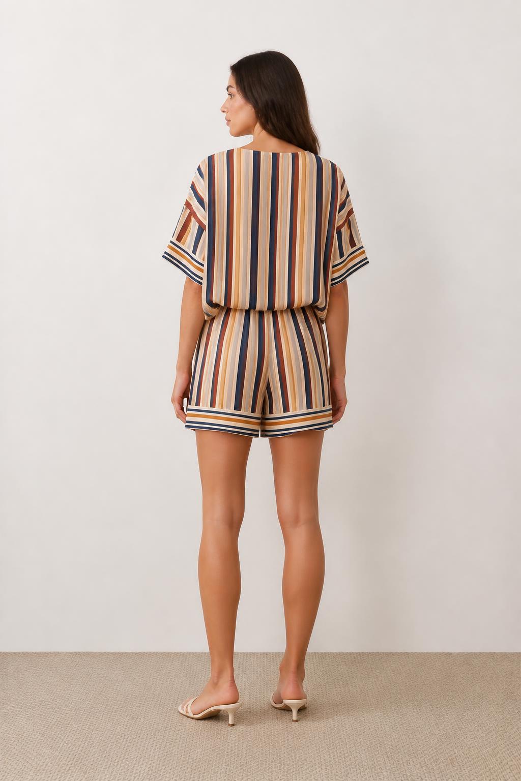 Sofia | Shorts Set Women, Elegant Summer T-Shirt and Shorts - back view
