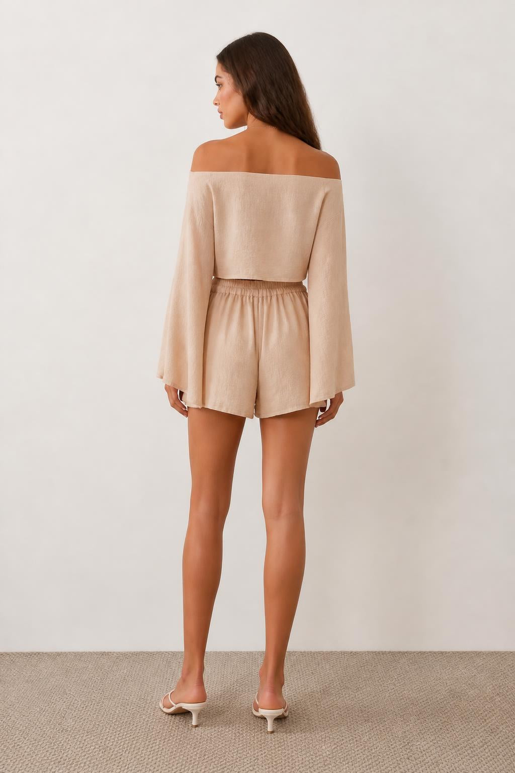Eliana | Summer Two Piece Sets, Women's Crop Top and Shorts - back view