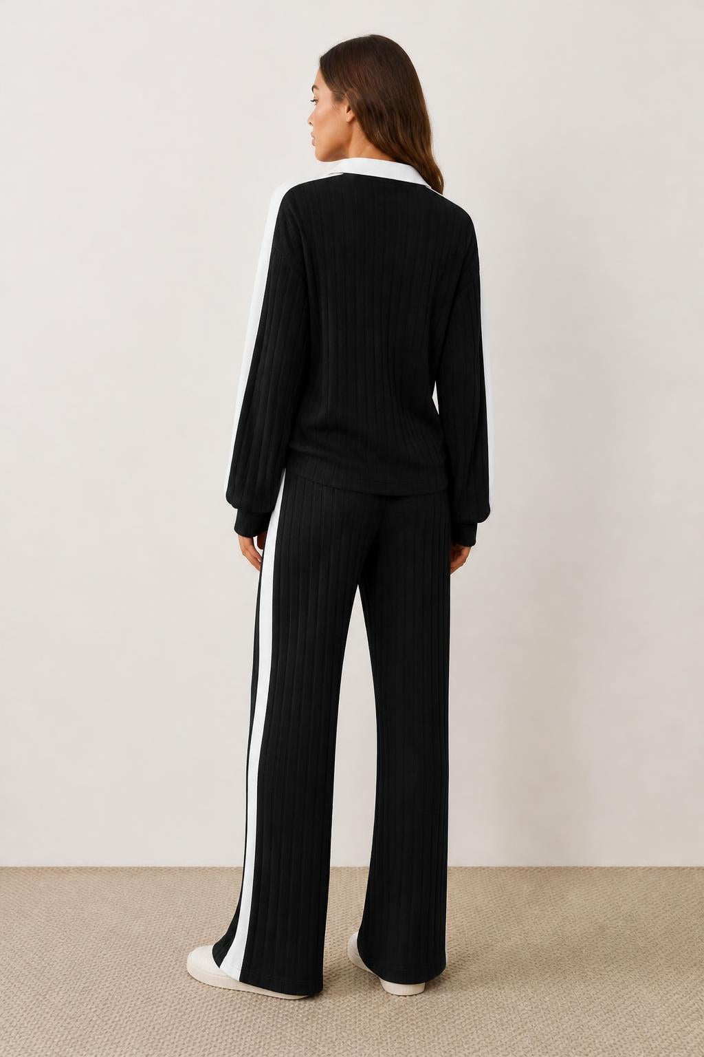 Charlotte | Matching Set, Women's Casual Ribbed Two-Piece - back view