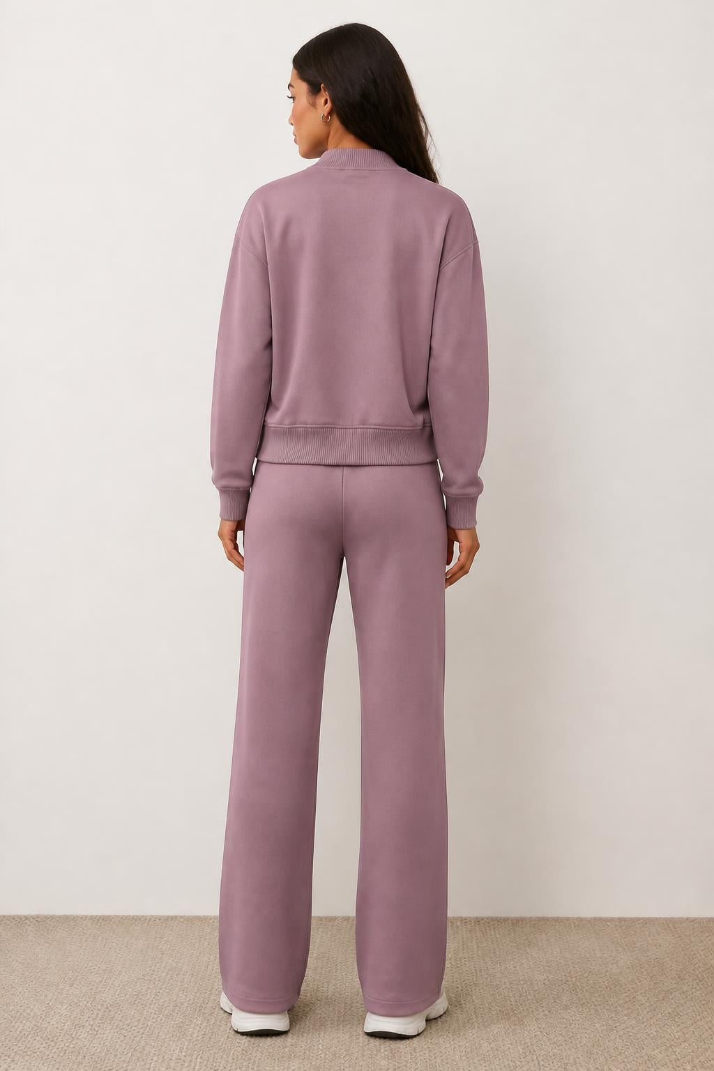 Emma | Womens Tracksuits, Stand-Collar Zip Sweatshirt and Pants Set - back view