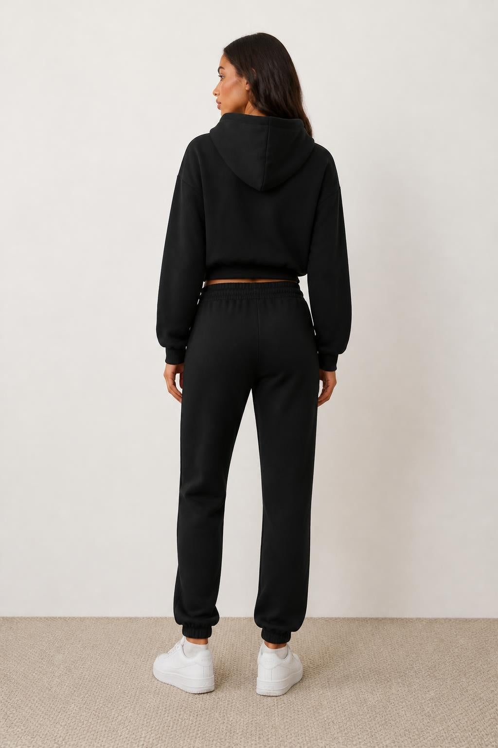 Eliana | Womens Hoodies, Long-Sleeve with Minimal Letter Print - back view