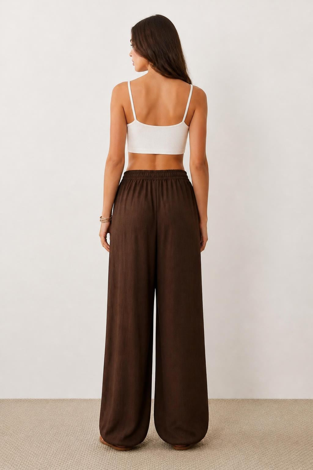 Olivia | Elastic Waist Pants Women, Loose Casual Fit with Elastic Ankles - back view
