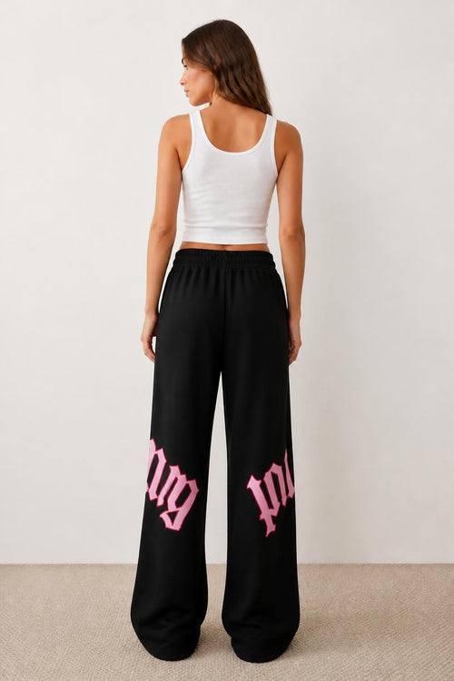 Amelia | Drawstring Pants Women, Printed Long Casual High-Waist - back view