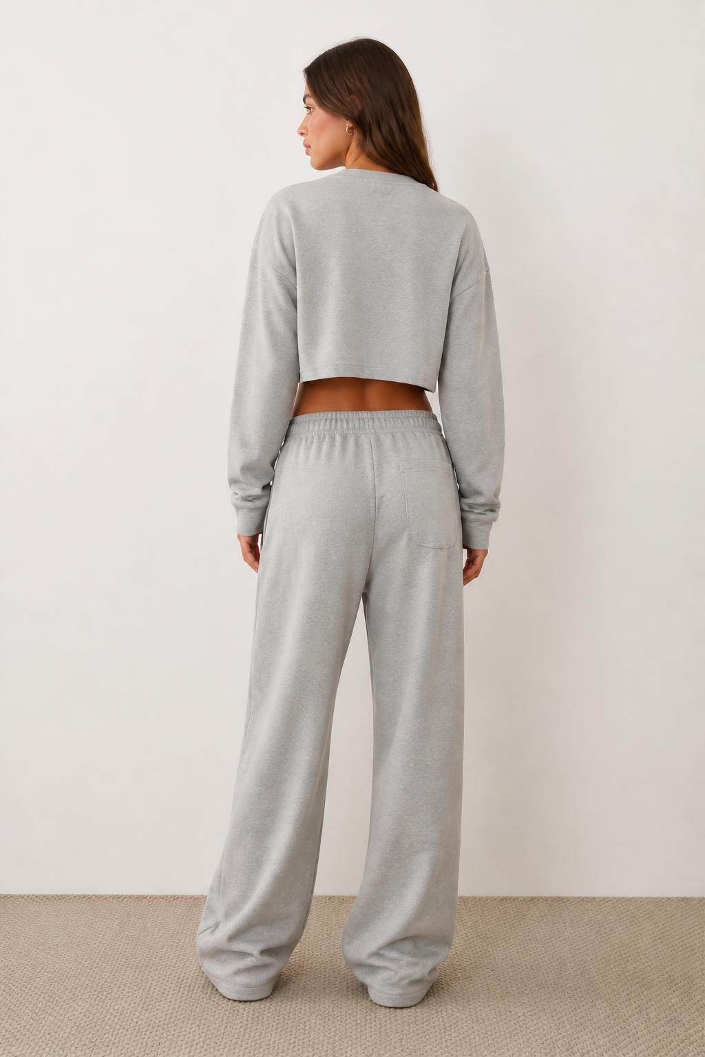 Mia | Fleece Lined Sweatpants, Women's Casual with '01' Print - back view