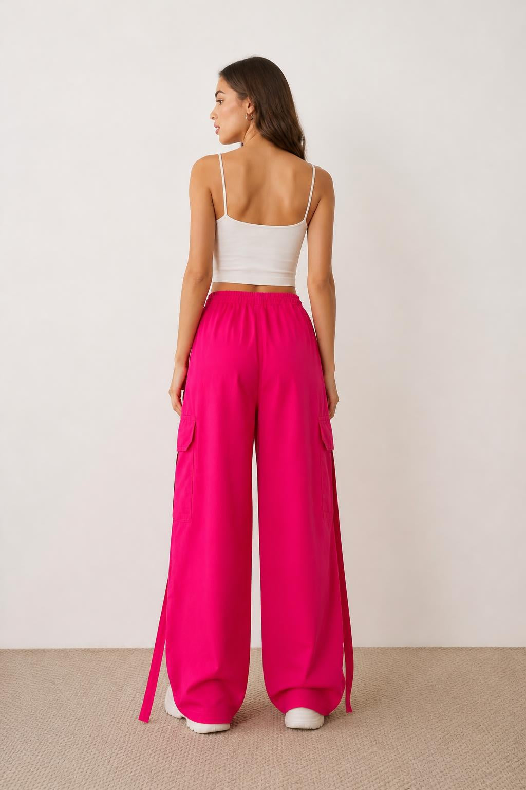 Sofia | Utility Pants Women, Loose-Fit Drawstring Wide Leg - back view