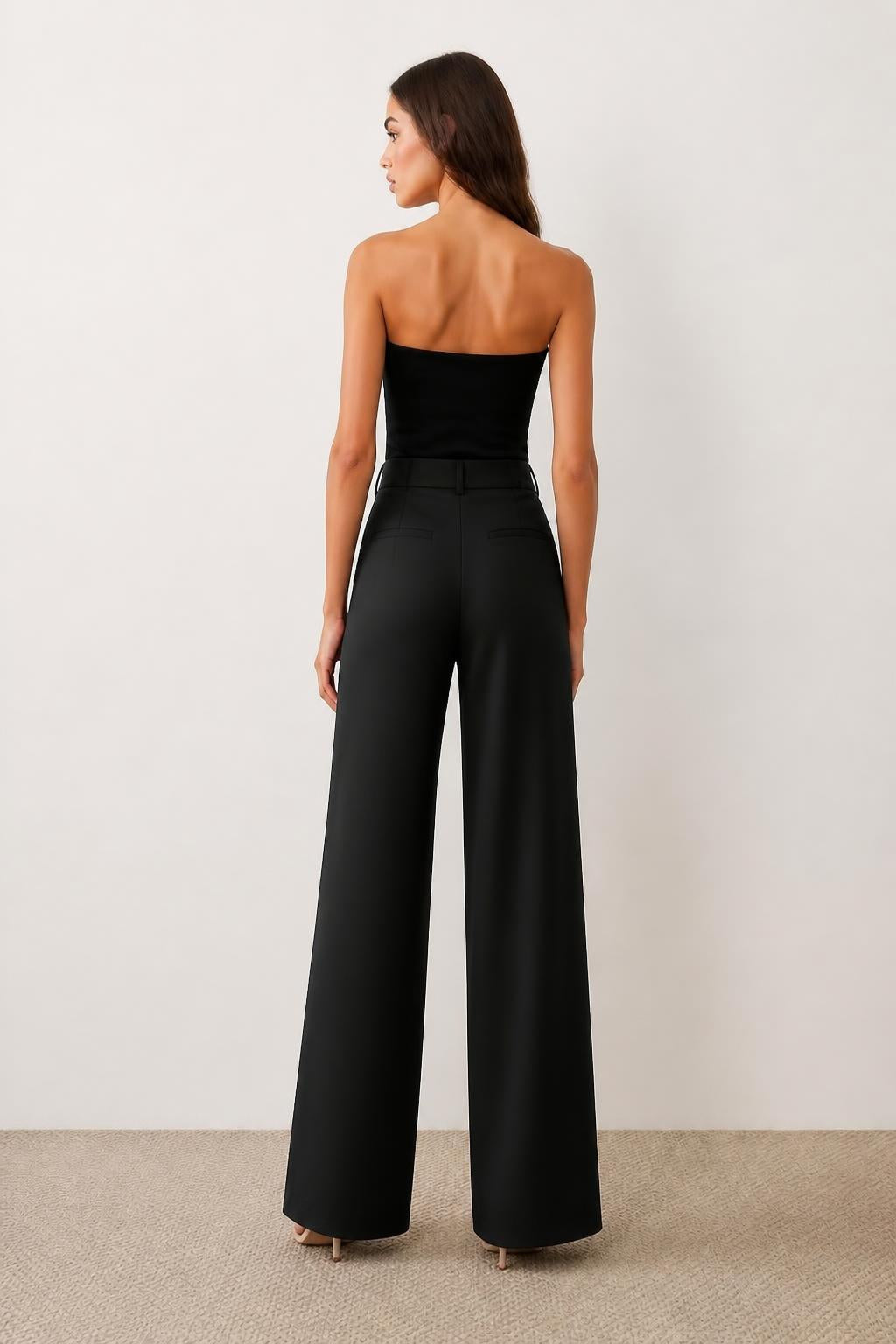 Olivia | Black Pants, Elegant Women's Minimalist Design - back view