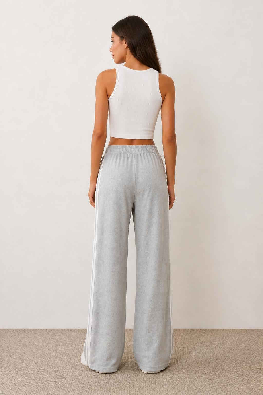 Evelyn | Elastic Waist Pants Women, Printed Casual Long Pants - back view