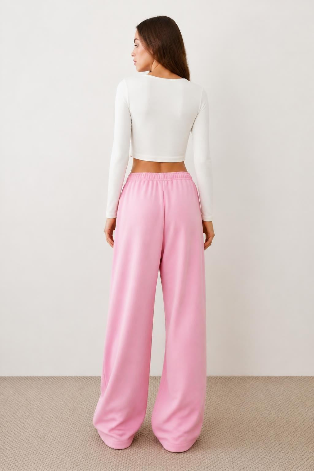 Eliana | Women's Fleece Pants, Lined Lightweight Sweatpants for Fall/Winter - back view
