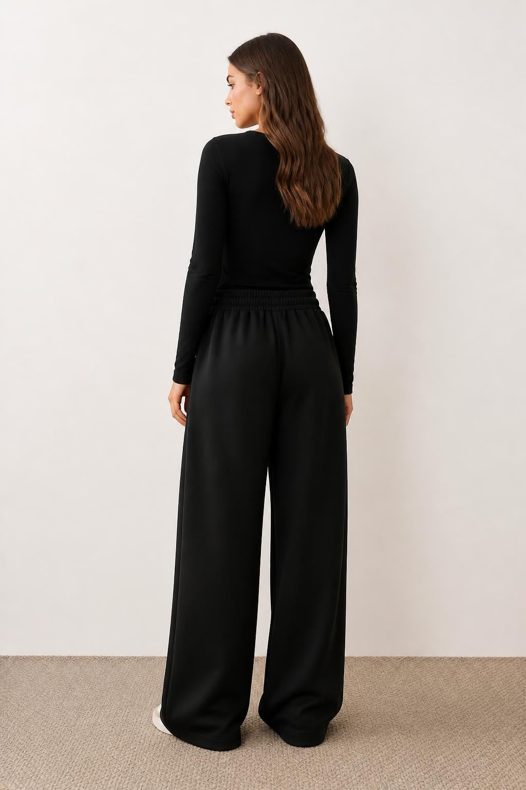 Olivia | Loose Fitting Sweat Pants, Women's Monochrome Fleece for Fall - back view