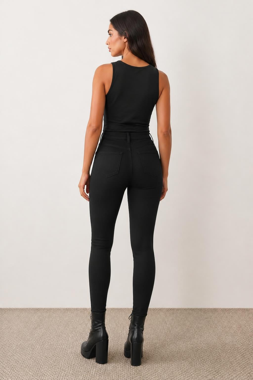 Emma | Jeggings for Women, Imitation Denim Stretch Pants - back view