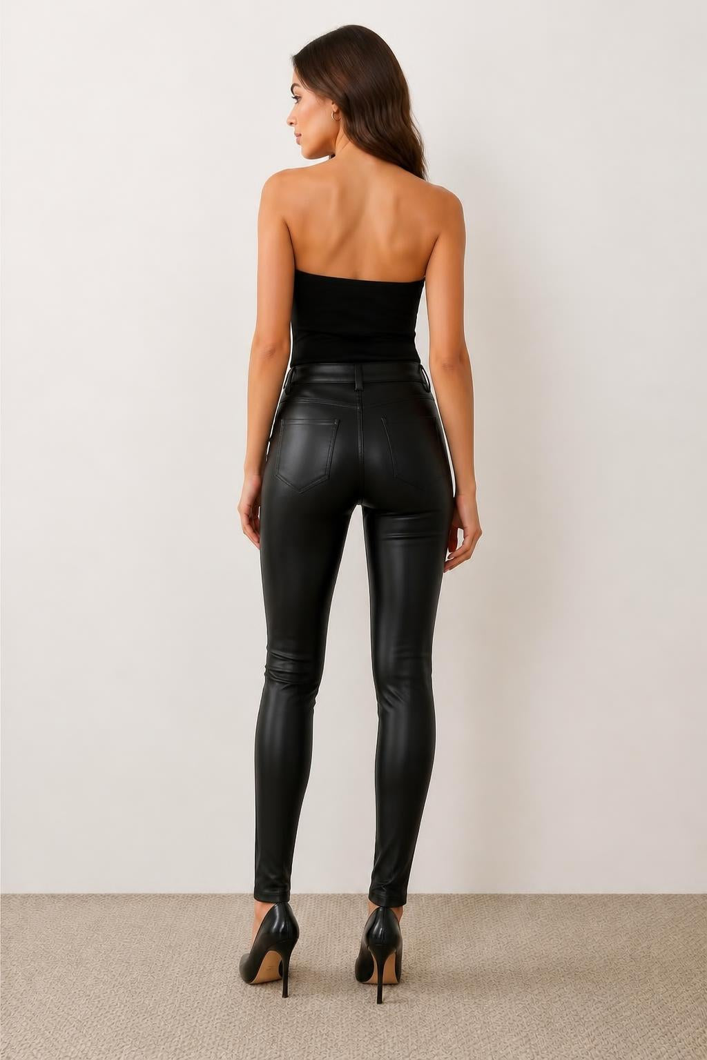 Charlotte | Womens Stretch Jeans, Vintage Coated Skinny Fit - back view