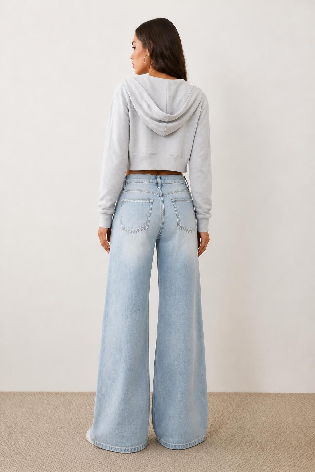 Sofia | Straight Leg Jeans Women, Casual Washed Denim - back view