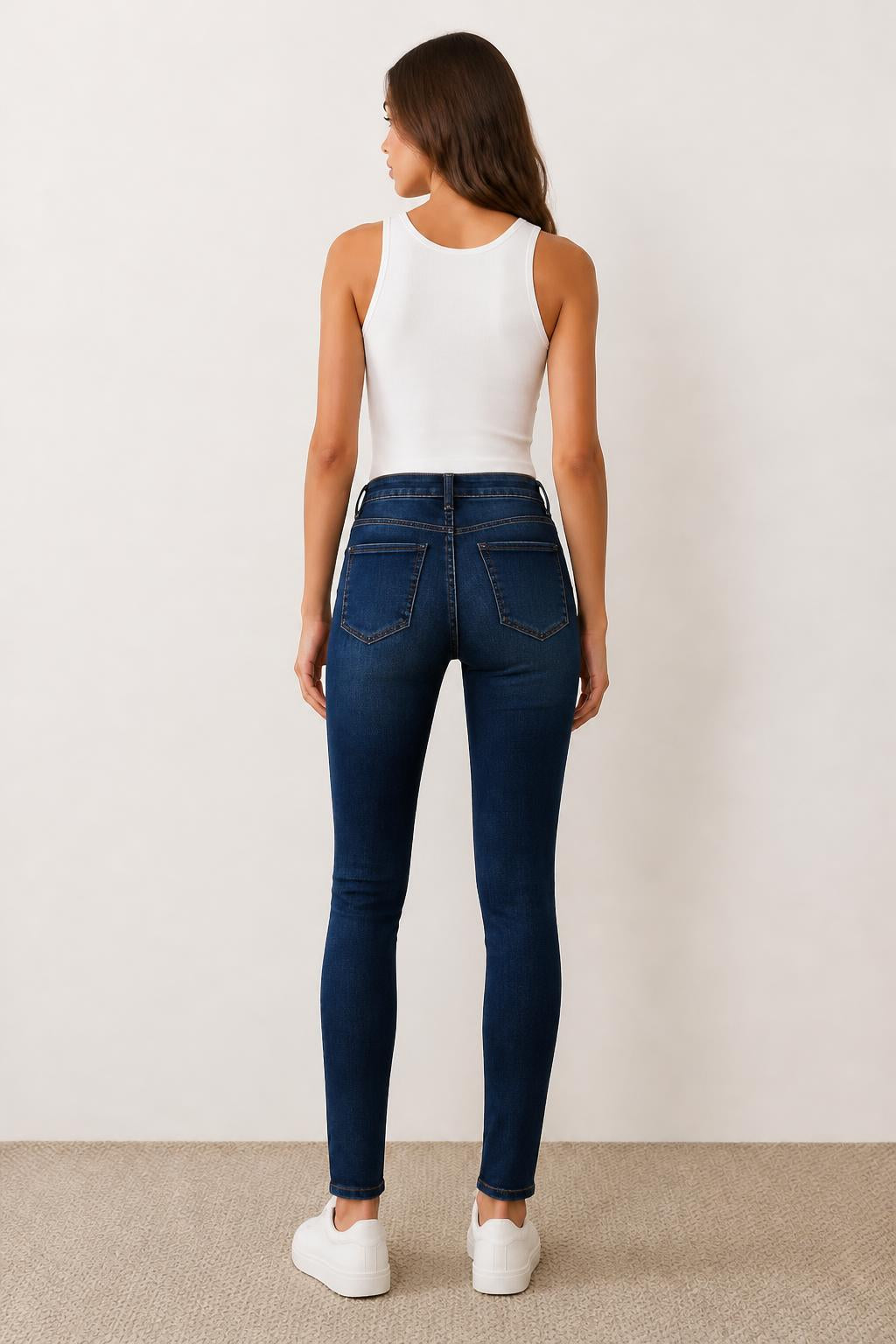 Emma | High Waisted Jeans, Women's Stretch Denim - back view