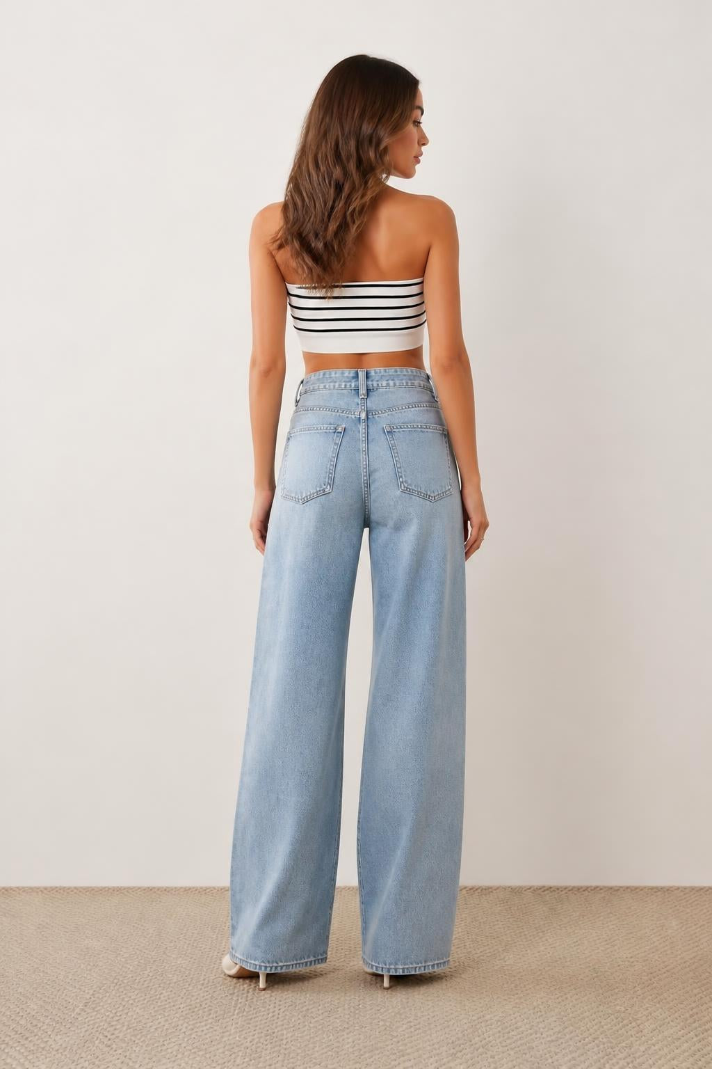 Amelia | Dark Blue Jeans Women, Classic Navy Denim - back view