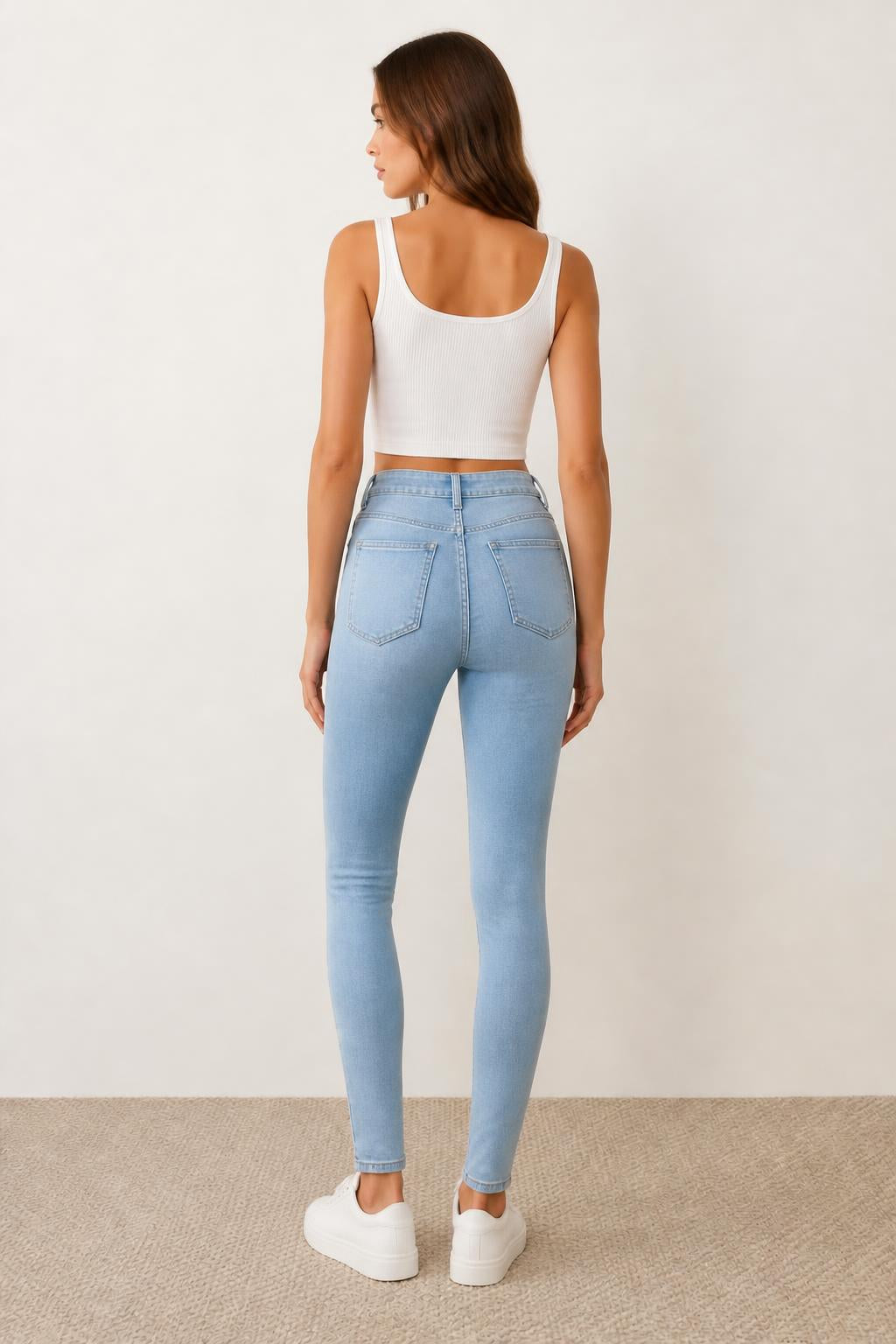 Eliana | Stretch Jeans for Women, Light Blue High-Stretch Skinny - back view