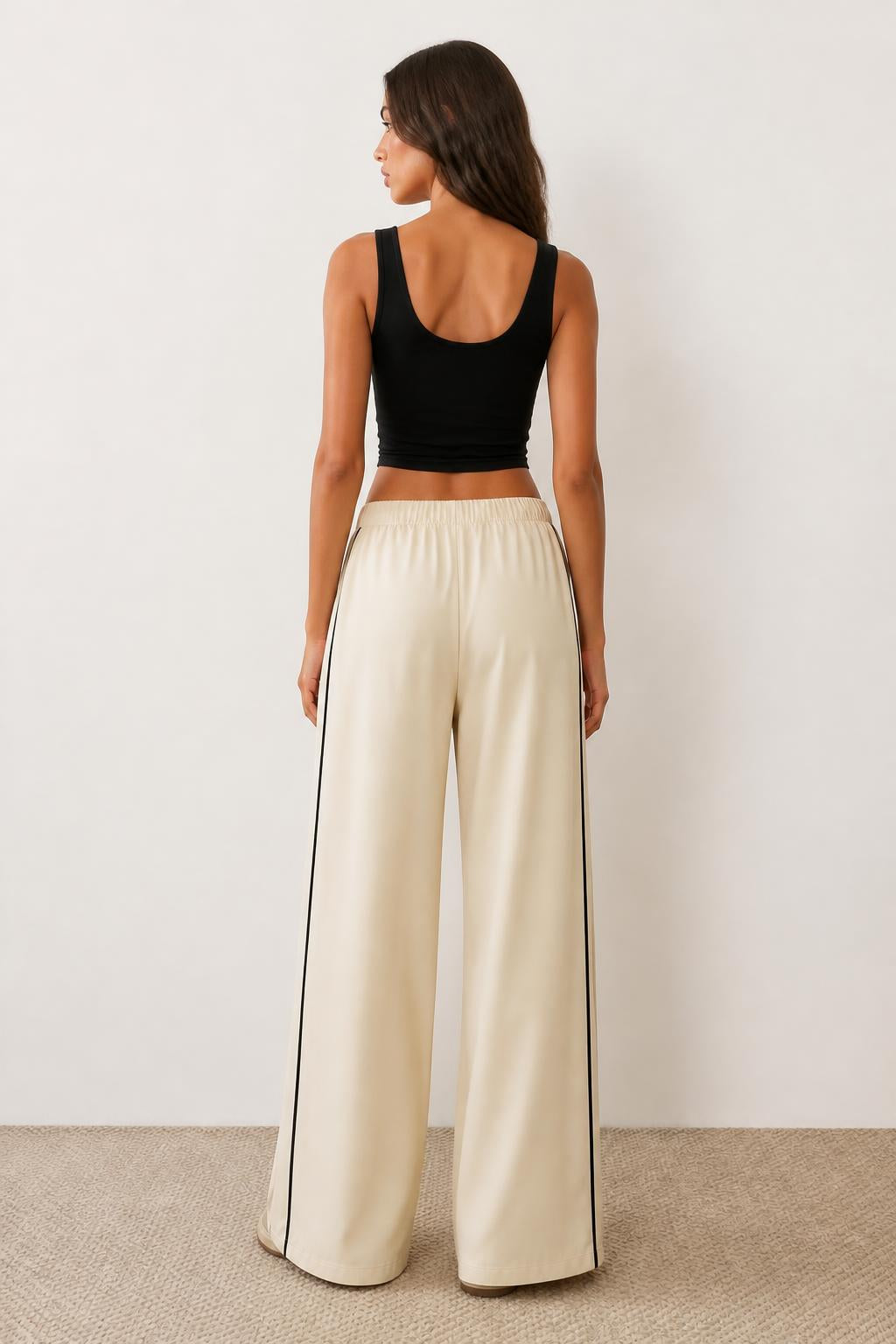 Evelyn | Track Pants Women, Training Pants with Black Side Stripes - back view