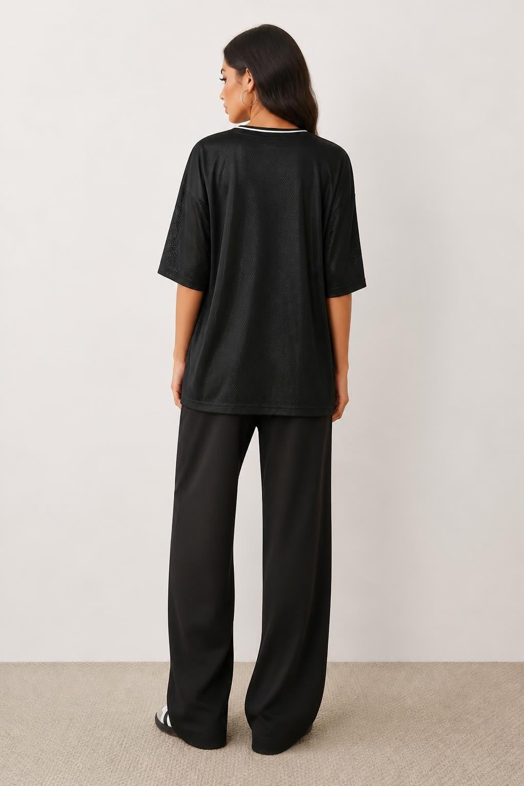 Emma | V Neck T Shirt Women, Letter Print Tee - back view