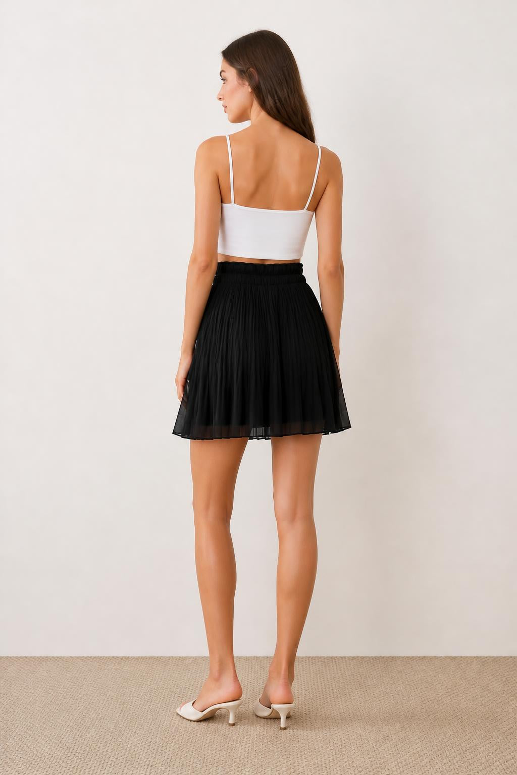 Mia | A Line Skirt, Solid Pleated Style for Spring - back view