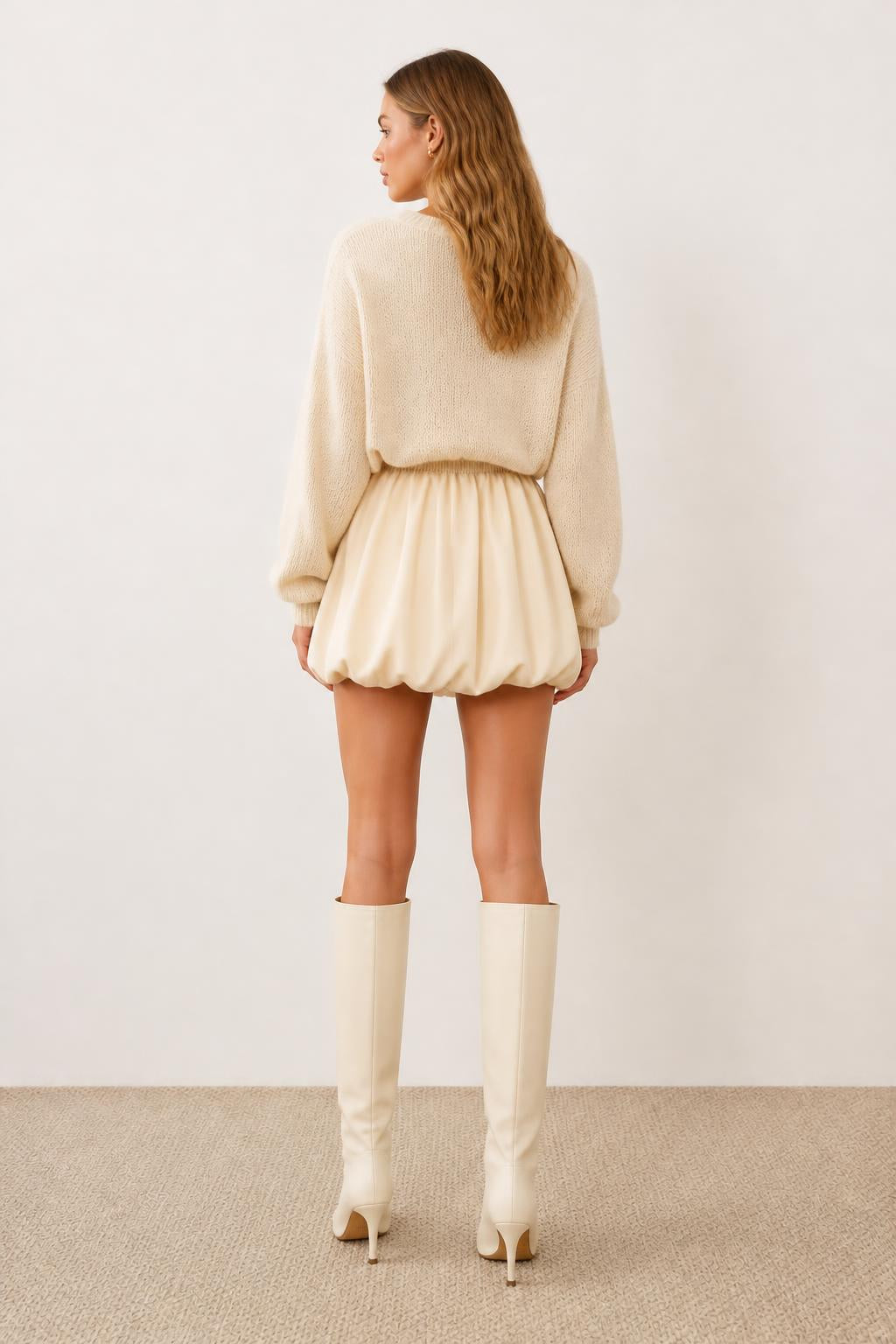 Charlotte | Bubble Skirt, Solid with Elastic Waist - back view