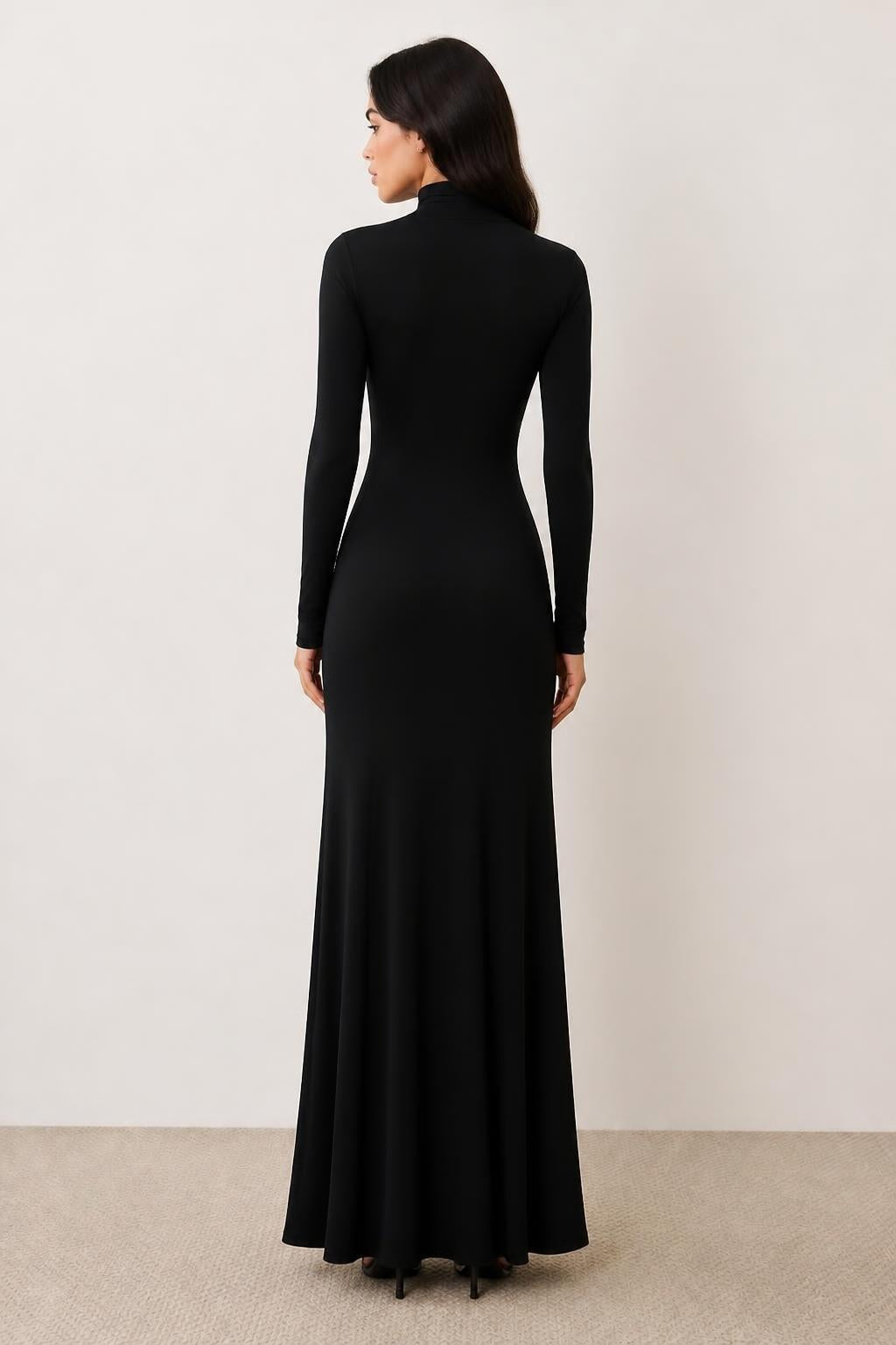 Sophia | Long Sleeve Maxi Dress, High-Neck Design - back view