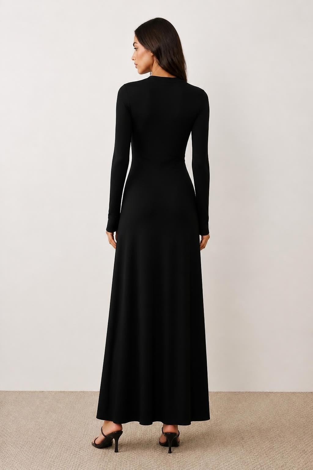 Charlotte | Formal Maxi Dress, Long Fitted High Neckline for Evening Events - back view