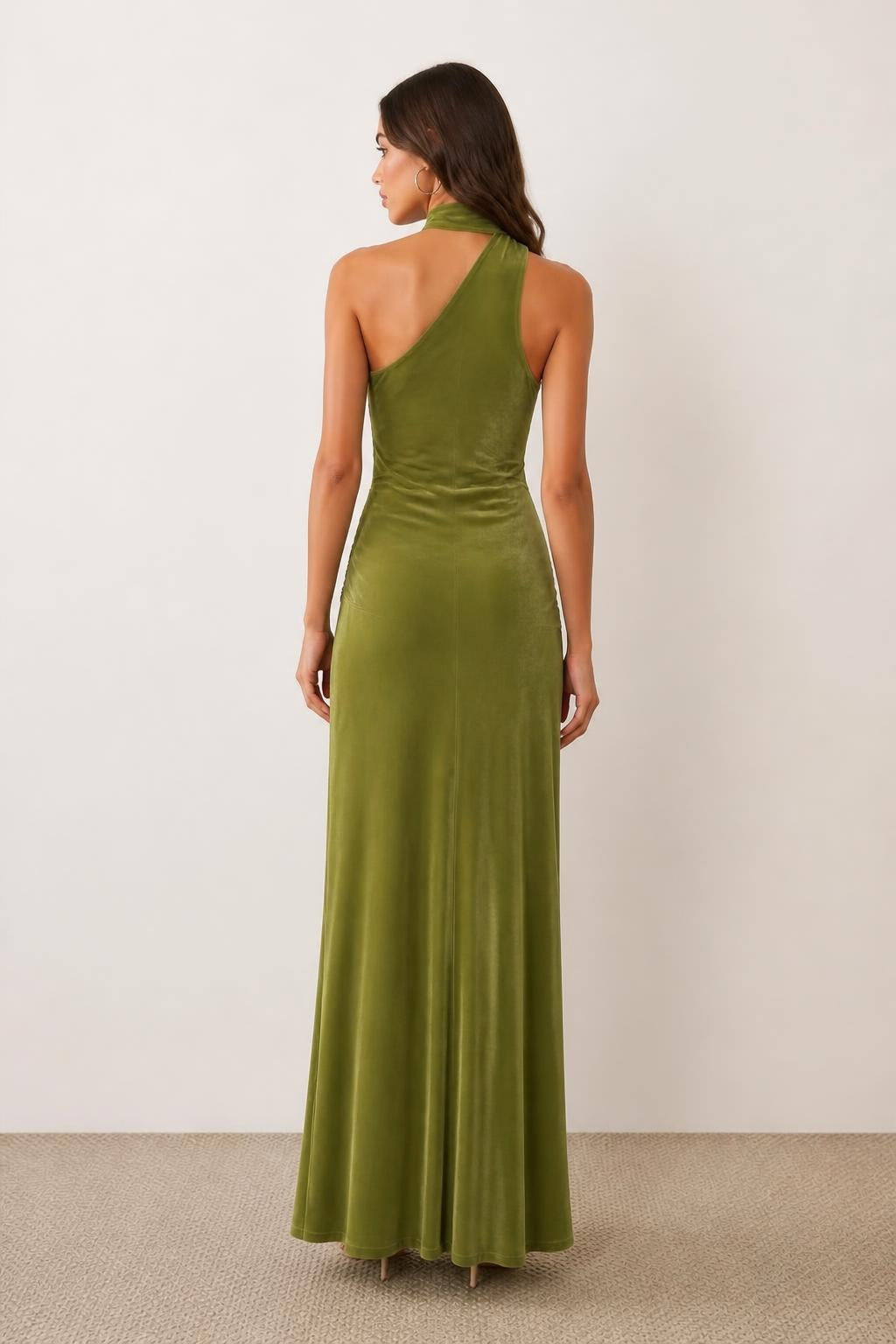 Emma | Asymmetrical Dress, Elegant Sleeveless Maxi - back view
