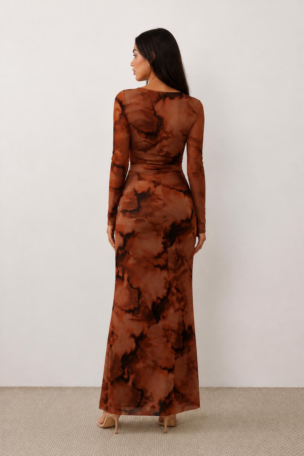 Sophia | Long Sleeve Dress, Elegant Gradient Slim Fit - back view