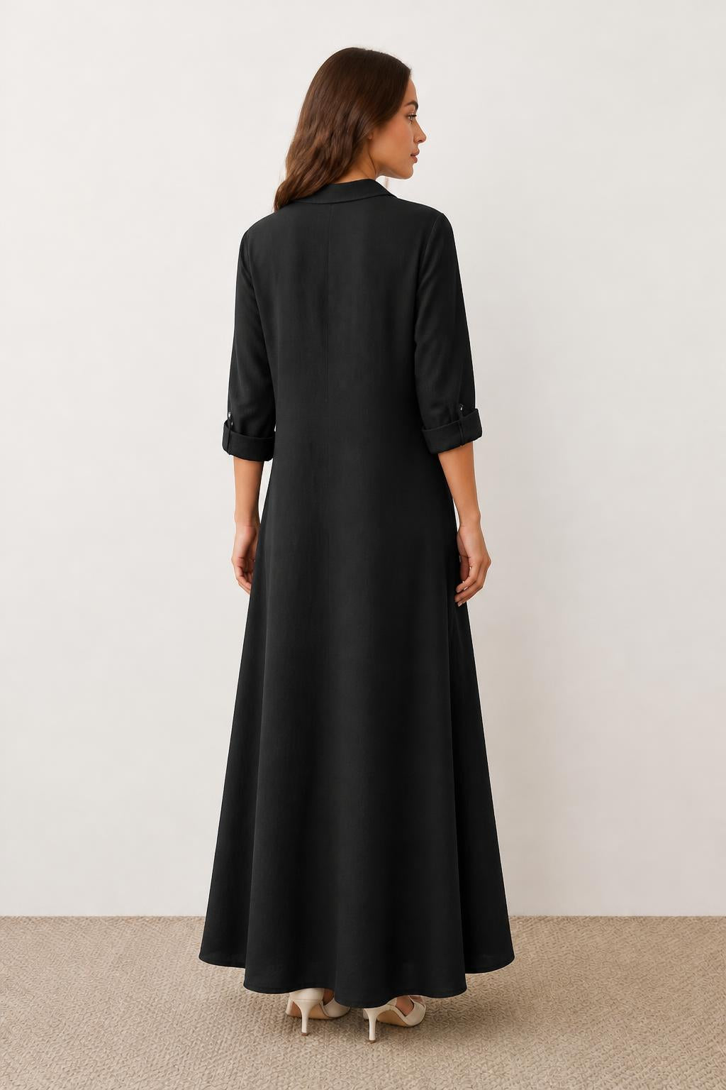 Eliana | Midi Shirt Dress, Women's Mid-Length Style - back view