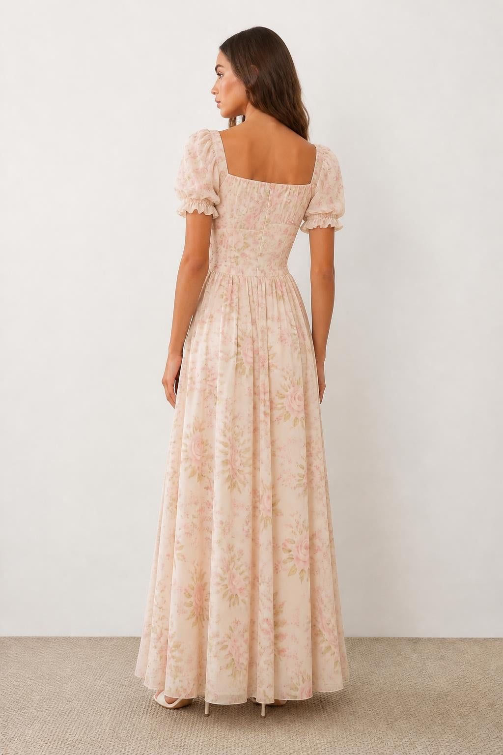 Charlotte | Floral Dresses for Women, French Country Tie-Front Style - back view