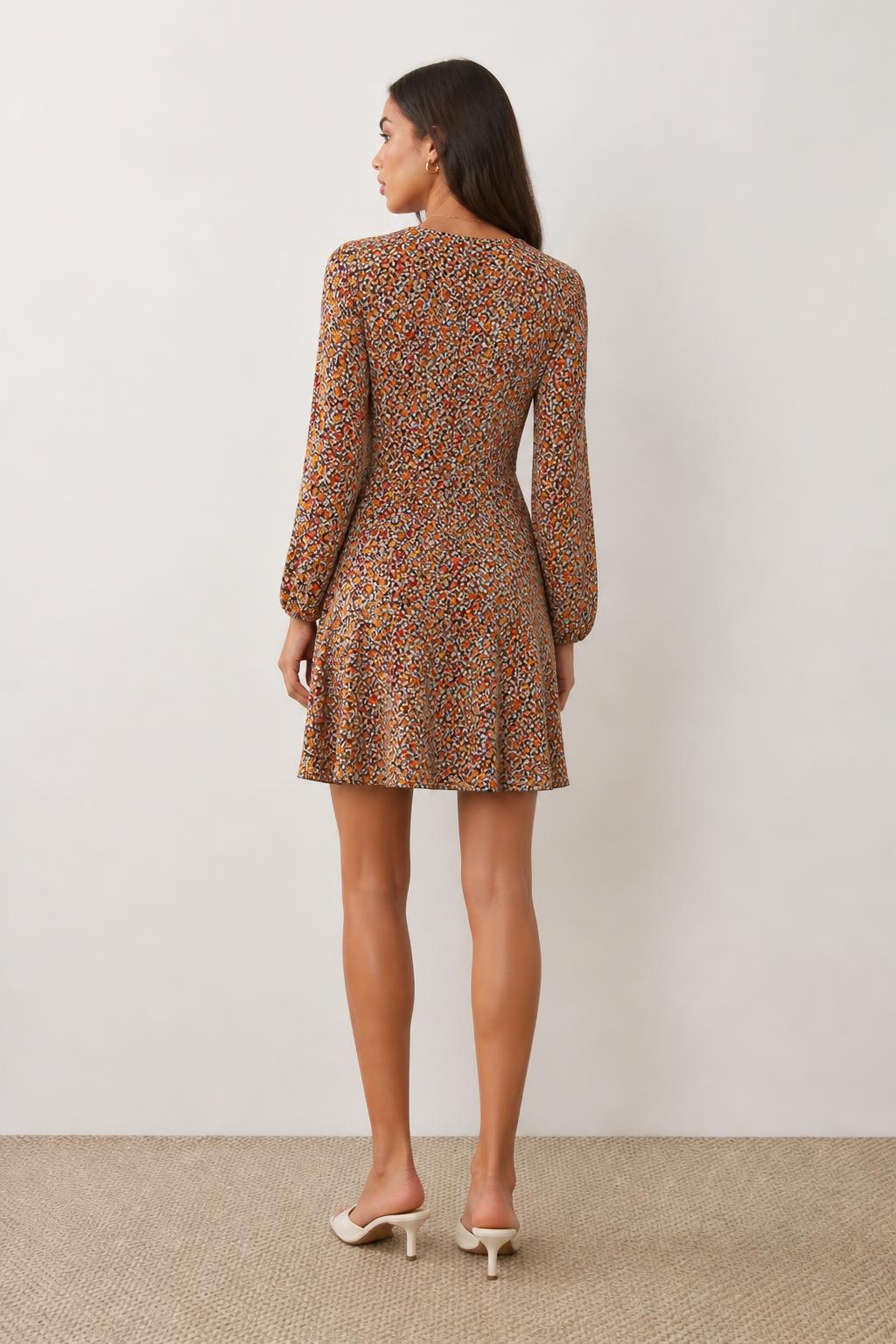 Eliana | Long Sleeve Floral Dress, Women's Autumn Style - back view
