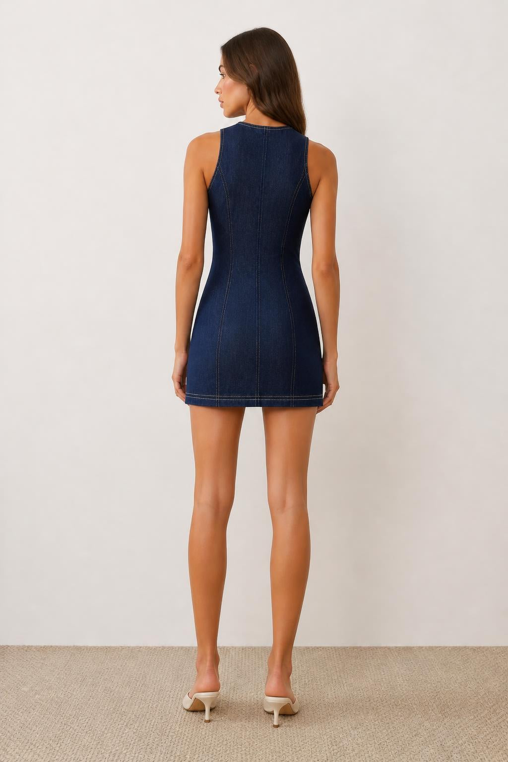 Olivia | Denim Dress, Women's Fitted Style - back view