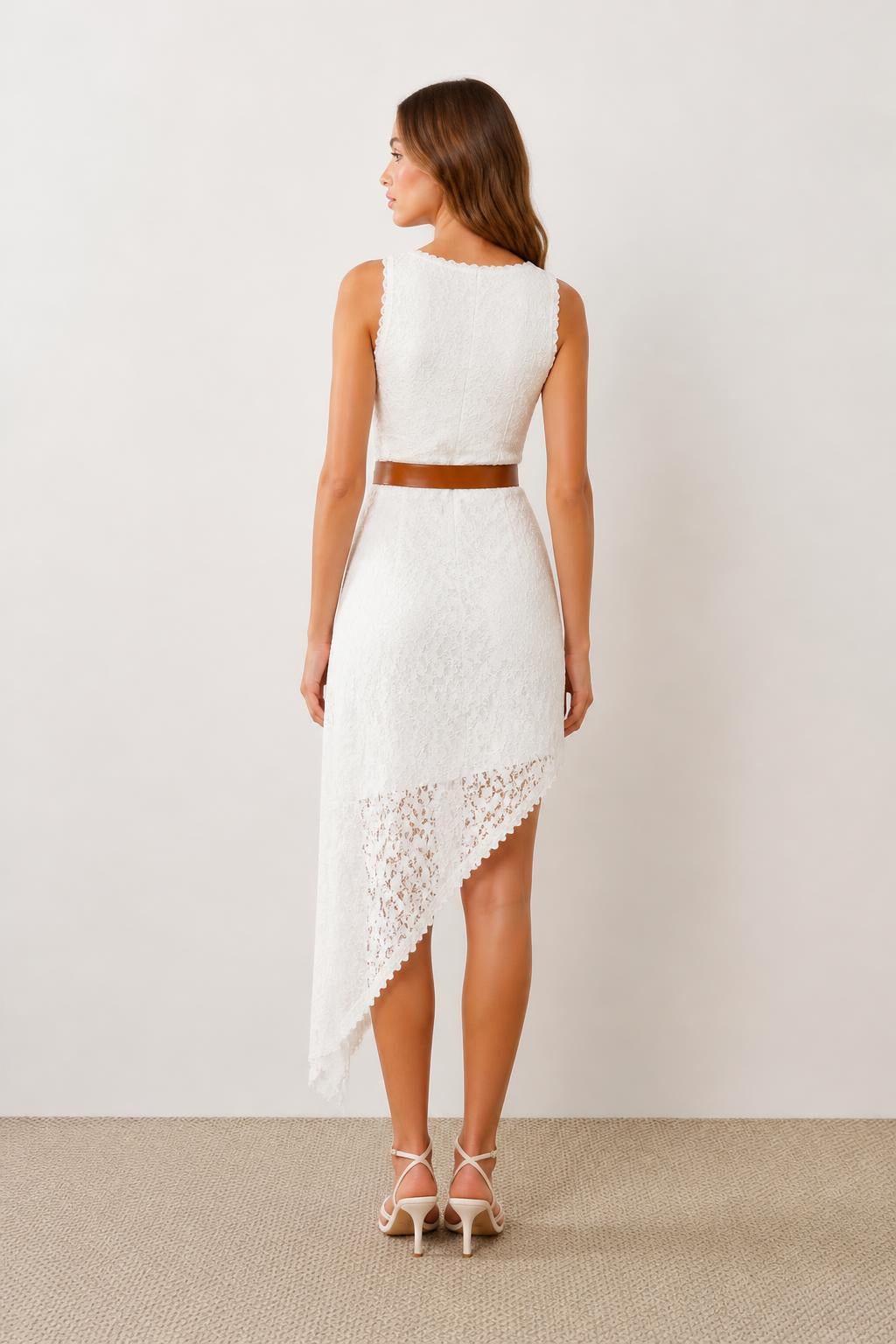 Evelyn | Sleeveless Lace Dress, Retro Bohemian V-Neck - back view