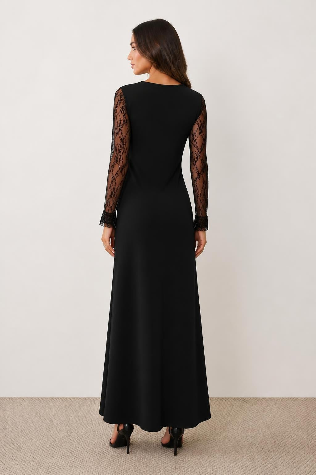 Amelia | Long Sleeve Lace Dress, Fashionable Women's Style - back view